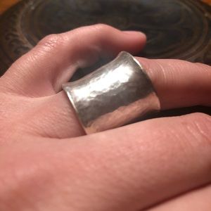 Cigar band sterling silver ring